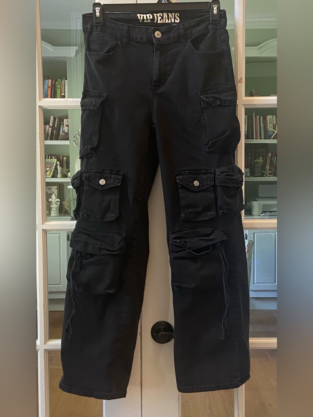 VIP Jeans Black Cargo Wide Leg Jeans Size 11/30